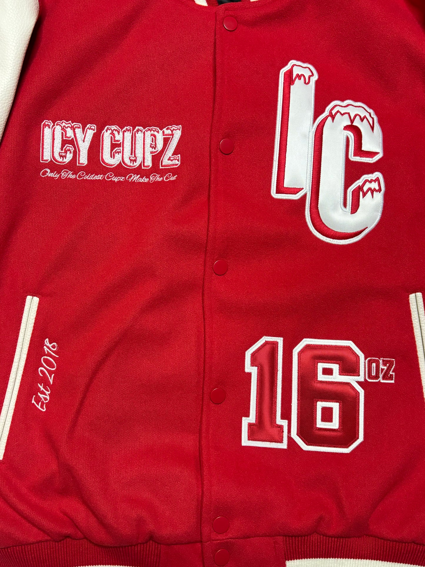 ICY CUPZ - RED LETTERMAN JACKET