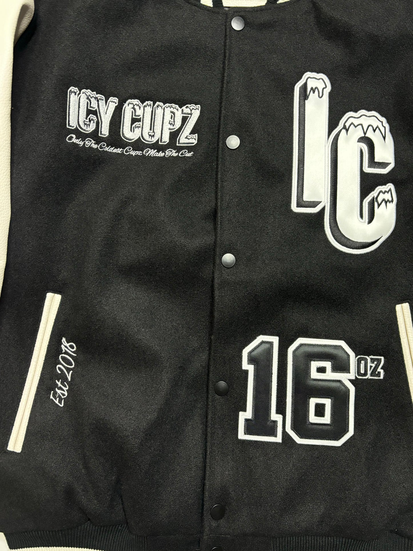 ICY CUPZ - BLACK LETTERMAN JACKET